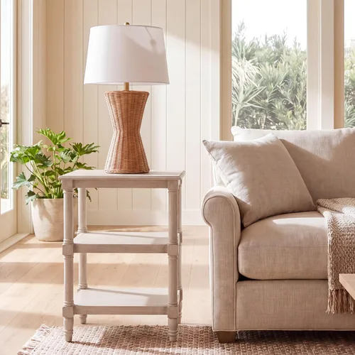 Vista 2 de Safavieh Home Collection Cassie Greige - Mesa de almacenamiento de 3 estantes ACC5715A, 19.8 pulgadas de ancho x 15 pulgadas de largo x 30 pulgadas