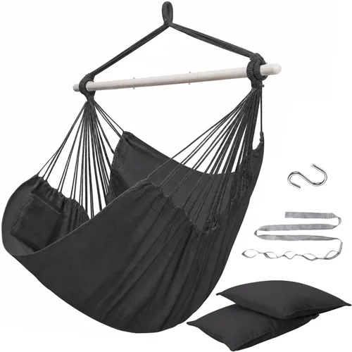 Vista 12 de ADVOKAIR - Silla tipo hamaca colgante grande, cómoda, suave y duradera, incluye 2 cojines de asiento