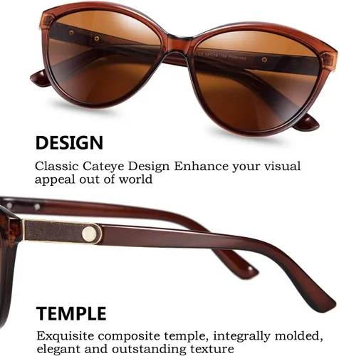 Vista 2 de FEISEDY Gafas de sol polarizadas clásicas Cateye para mujer, 100% protección UV, B2512