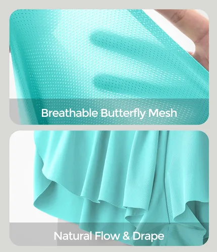 Vista 3 de IUGA Pantalones cortos deportivos para mujer, de cintura alta, con diseño de mariposa, con vuelo, para correr, entrenamiento, tenis, con bolsillos