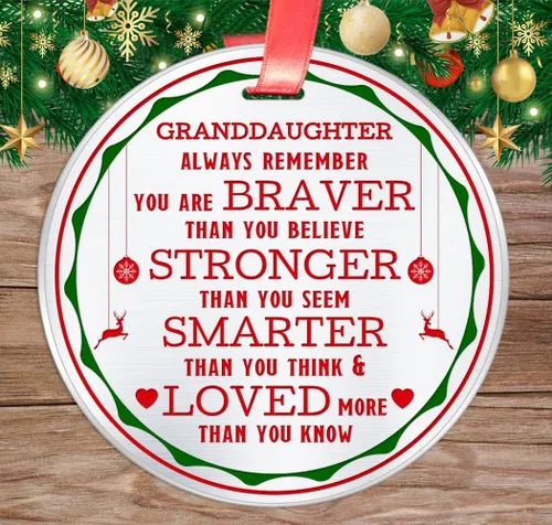 Vista 3 de Elegant Chef Adorno de Navidad para nieta - Always Remember You are Braver Stronger Smarter, recuerdo inspirador motivacional de la abuela