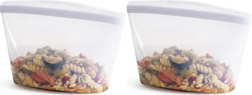 Vista 47 de Bolsa de almacenamiento reutilizable de silicona premium Stasher para sándwiches, color aqua, apta para microondas, sous vide, lavavajillas, horno