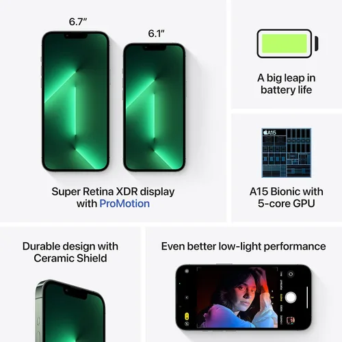 Vista 5 de Apple iPhone 13 Pro, 1 TB, verde alpino - Desbloqueado (Renovado)