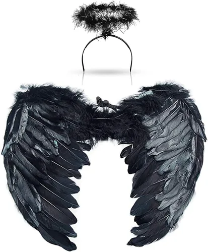Vista 6 de Alas de ángel para niños y adultos diadema con halo de plumas blancas disfraz de ángel de hadas para fiesta cosplay elegante para mujer
