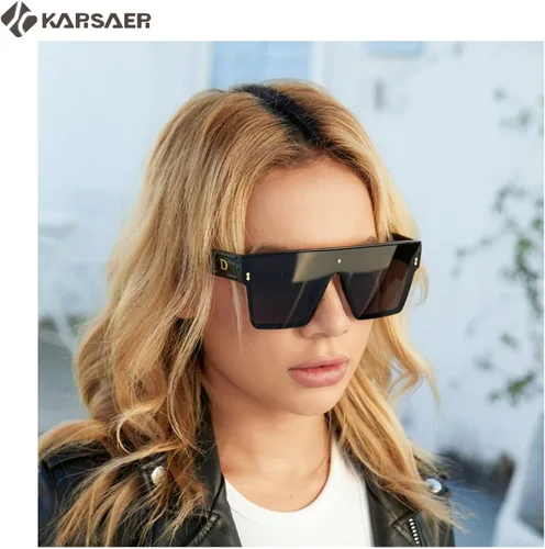 Vista 7 de Karsaer Chic De Gran Tamaño Cuadrado Mujeres Hombres De Una Sol Pieza Gafas De Sol Moda Top Plano Grande Unisex Gafas De Sol Mujeres Hombres K7110