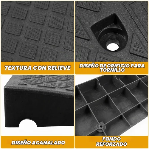 Vista 6 de DOITOOL 2 rampas para bordillos de entrada, altura de elevación de 2.6 pulgadas, rampas para sillas de ruedas resistentes para el hogar, rampas