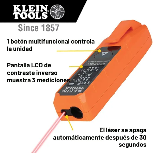 Vista 2 de Klein Tools Laser Distance Measure, Measures in Feet, Inches, Meters