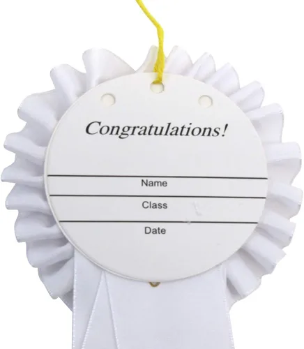 Vista 4 de Treasure Gurus 3er Tercer Lugar Deluxe Roseta Cinta Blanca Premium Clase Escolar Deportes Mención Honorífica Premio