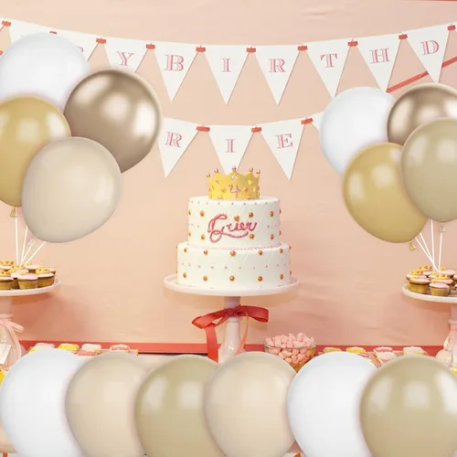 Vista 5 de Set de globos de albaricoque, 60 unidades de globos de albaricoque dorado y blanco, globos de látex de albaricoque desnudo de 12 pulgadas, globos