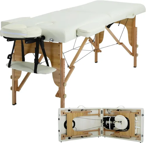 Vista 12 de Mesa de masaje, cama de masaje de 73 pulgadas, altura ajustable, 2 pliegues, de aluminio, de piel sintética, para belleza, spa, con funda