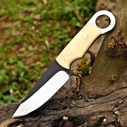 Vista 7 de TAC KNIVES 8'' de tang completo Cuchillo de hoja fija para exterior, camping y caza con funda, regalo para él, 1095 de acero de alto carbono