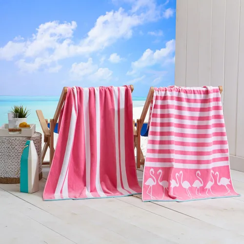 Vista 5 de Great Bay Home Toallas de playa 100% algodón, paquete de 4 toallas de piscina de 30 x 60 pulgadas, toallas absorbentes y de secado rápido