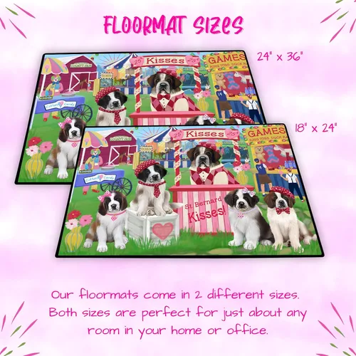 Vista 6 de Doggie of the Day St. Bernard Dogs Floor Mat - Carnival Kissing Booth - Best Dog Doormat - Protector Decor - Unique Portrait Art - Premium Quality