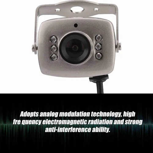 Vista 3 de Mini cámara CCTV analógica con cable, cámara de vigilancia de audio y video, mini cámara de seguridad CCTV CMOS con cable de 6 LED con cable