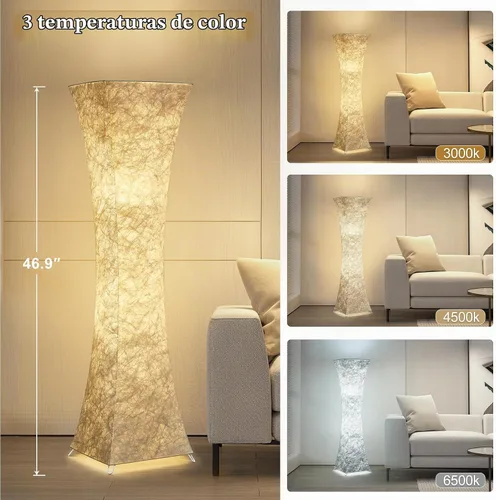 Vista 2 de GyroVu Lámpara de pie para sala de estar, 47" Lámparas de pie de esquina de pie con temperatura de color ajustable, lámpara de pie de columna