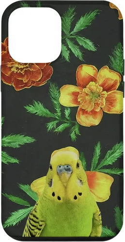 Vista 12 de iPhone 15 Parakeet Budgie Marigolds Orange Yellow Plant Pattern Case