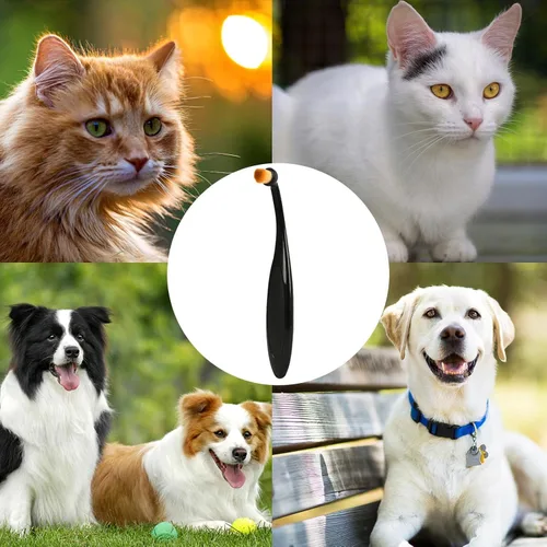 Vista 6 de Cepillo aplicador profesional para perros y gatos, removedor de manchas de lágrimas con cerdas largas lavables y mango ergonómico