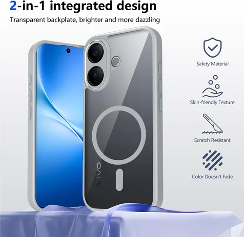 Vista 518 de Funda magnética transparente compatible con Xiaomi 17T, color negro 2 en 1 PC + TPU cubierta de teléfono a prueba de golpes, carcasa protectora