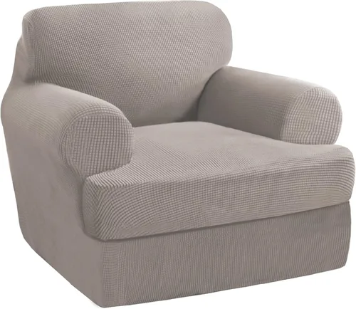 Vista 8 de PrinceDeco Fundas elásticas para sillón de 2 piezas, fundas de sofá para sillas con cojines en forma de T, fundas suaves para muebles con 1 funda