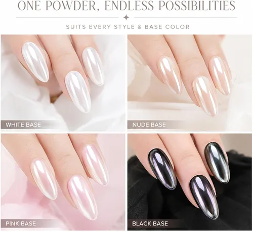 Vista 12 de Polvo de uñas de cromo perla blanca para uñas de gel