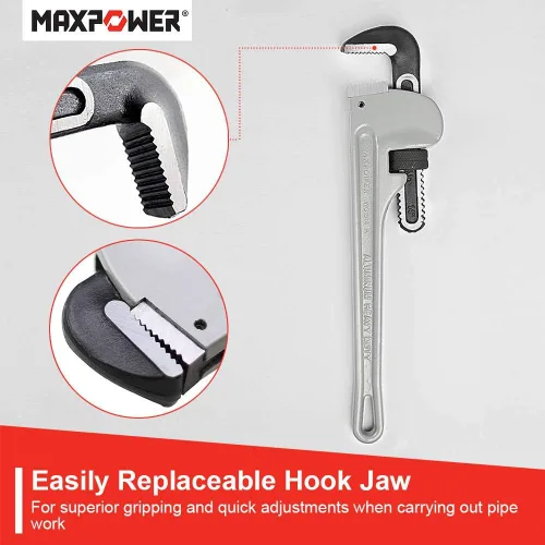 Vista 9 de MAXPOWER Llave de tubo de 14 pulgadas, capacidad de mandíbula de 2 pulgadas