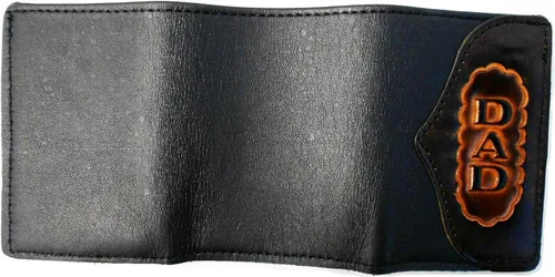 Vista 3 de Billetera triple de cuero hecha a mano para hombre, Negro -, Billetera triple