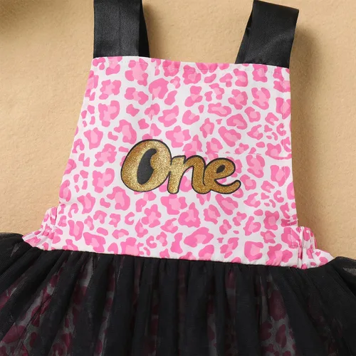 Vista 25 de IBTOM CASTLE Vestido de princesa tutú para niña pequeña con estampado de leopardo, dona, ratón, vestido de princesa con funda para pañales, conjunto
