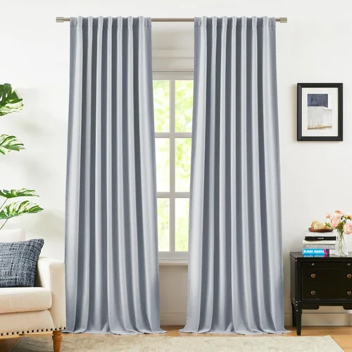 Vista 19 de Vision Home Cortinas Completamente Opacas de Lino Azul Niebla de 84 Pulgadas de Largo para Dormitorio y Sala de Estar, Paneles de Ventana Niebla Azul