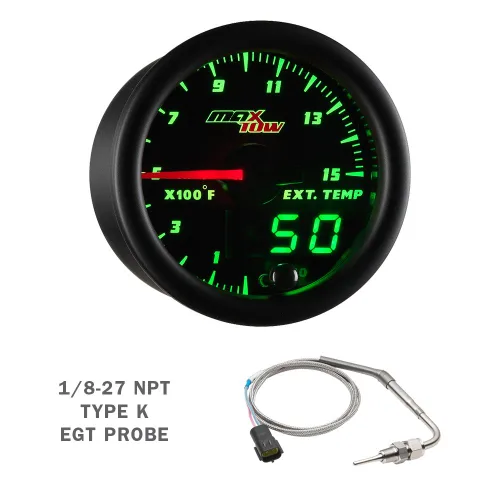 Vista 5 de MaxTow Paquete de medidor diésel compatible con Ford F-250 F-350 7.3L Power Stroke 1992-1997 - Negro y verde 60 PSI Boost, pirómetro de 1500F EGT