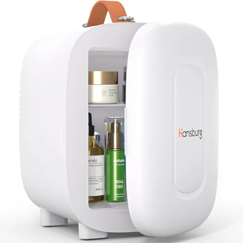 Vista 8 de Hansburg Mini Nevera para Dormitorio Enfriador y Calentador de Cuidado de la Piel Refrigerador Pequeño Portátil 4 Litros/6 Latas con Opción de 12V
