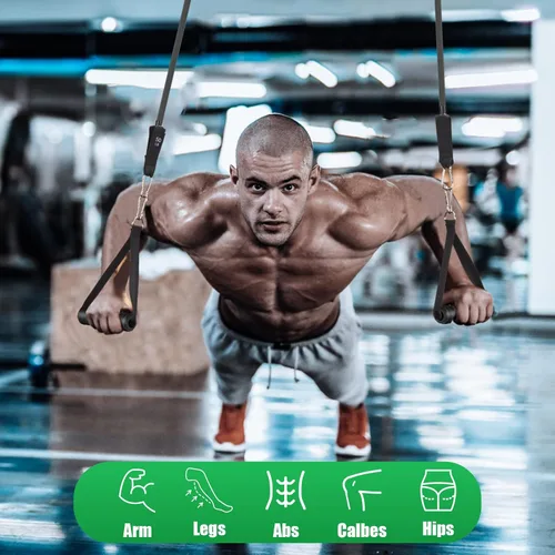 Vista 5 de WIKDAY Exercise Resistance Bands with Handles for Working Out Workout Bands Set with Door Anchor for Physical Therapy, Yoga, Pilates