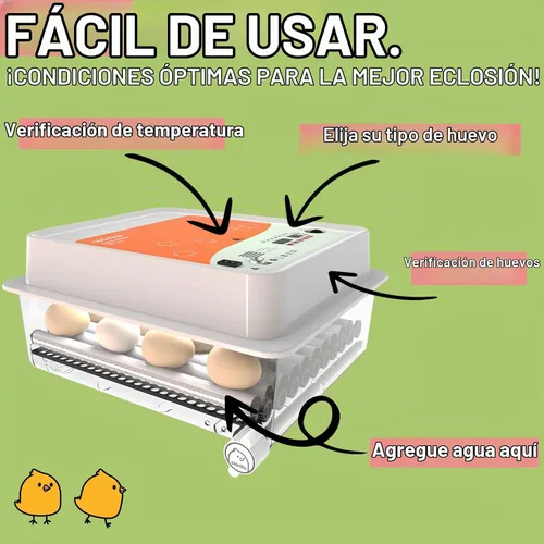 Vista 2 de OBI-36 Incubadora de huevos para incubar - 36 huevos - Control estable de temperatura y humedad con aislamiento Eggloo, Candler - Ideal