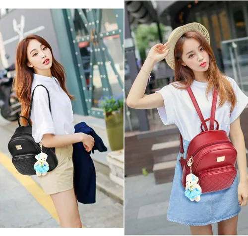 Vista 7 de Mochila de cuero pequeña para mujer mochila de viaje casual para niñas S