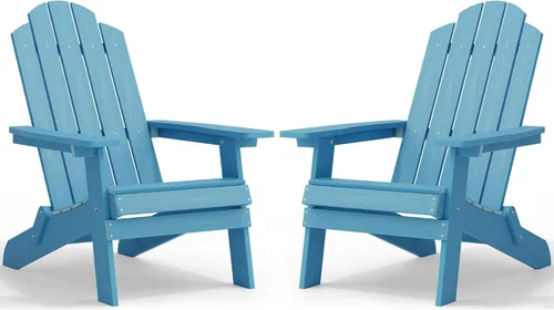 Vista 26 de MXIMU Silla Adirondack plegable para exteriores: sillas Adirondack fáciles de montar y cómodas, silla de plástico compuesto para todo tipo de clima