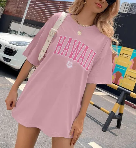 Vista 3 de Camisas hawaianas para mujer, camisa de flores, camisetas gráficas de gran tamaño, ropa tropical para vacaciones, camiseta de vacaciones de verano
