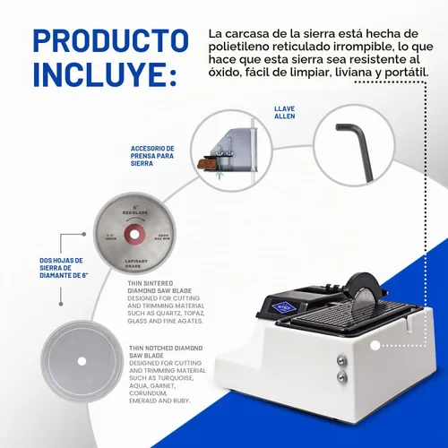 Vista 3 de Hi-Tech Diamond - Sierra de corte lapidario de 6 pulgadas para rocas y minerales, incluye tornillo de banco