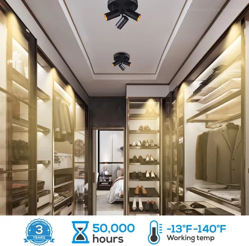 Vista 4 de LEONLITE 36W 5CCT - Foco de techo direccional LED de 3 luces, montaje empotrado, iluminación regulable para cocina, pasillo, 110-277 V, 3200 lm