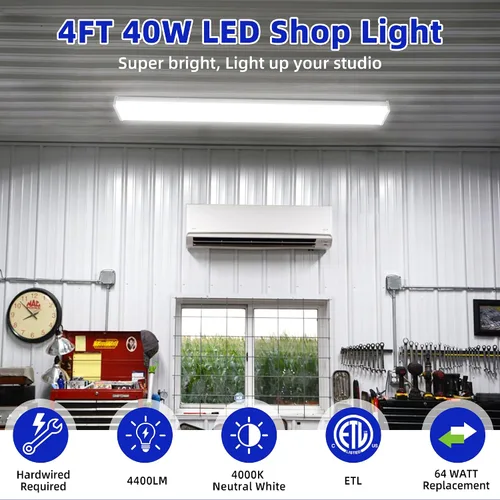 Vista 2 de hykolity Luz envolvente LED de 4 pies y 5.7 "W con 40 W, 4400 lúmenes