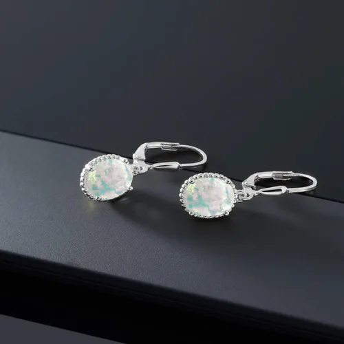 Vista 101 de Gem Stone King Aretes colgantes de gota para mujer, plata de ley 925, piedra natal ovalada de 0.354 x 0.276 in, joyería fina, regalos para ella