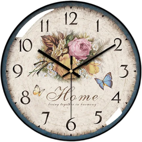 Vista 8 de [Usado] Reloj de pared vintage de 12 pulgadas con esfera de números romanos, reloj de cuarzo, silencioso, sin tic-tac, con esfera de vidrio B