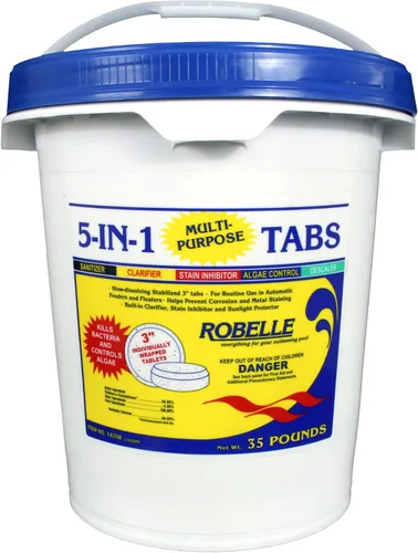Vista 10 de Robelle tabletas de cloro multipropósito 5 en 1 de 3"., Blanco