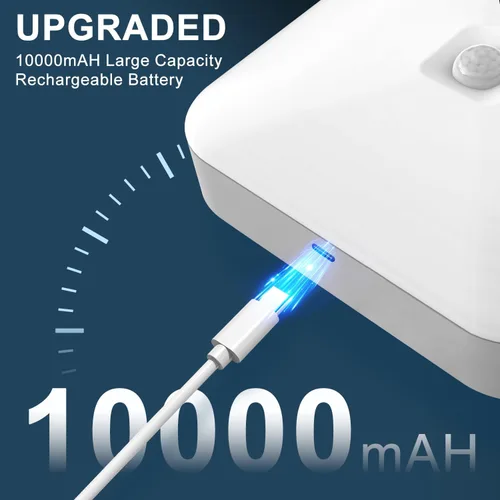 Vista 2 de WhitePoplar Luz de armario recargable con sensor de movimiento, luz de techo recargable con batería, inalámbrica, 500 lúmenes, luz activada por