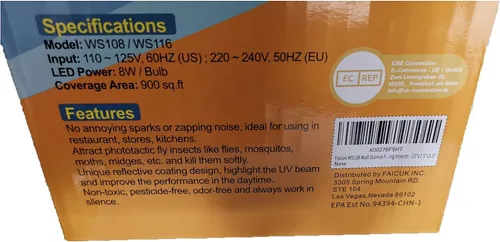 Vista 8 de Faicuk WS108 Aplique de Pared Trampa de Luz para Moscas para Capturar Moscas, Polillas, Jejenes, Mosquitos y Otros Insectos Voladores - 13"x7.5"x5.5