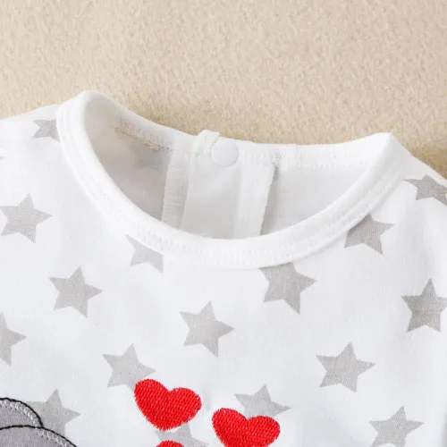 Vista 4 de Linda jirafa + cebra con estampado floral de manga larga para bebé niña, mono blanco para mameluco de una pieza