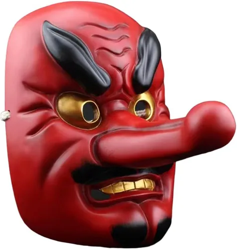 Vista 11 de Máscara de fantasma samurái japonés para Halloween y cosplay (negro y rojo)