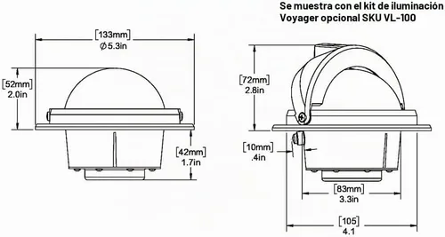 Vista 2 de Ritchie RU-90 Voyager Compass - Montaje empotrado - Negro