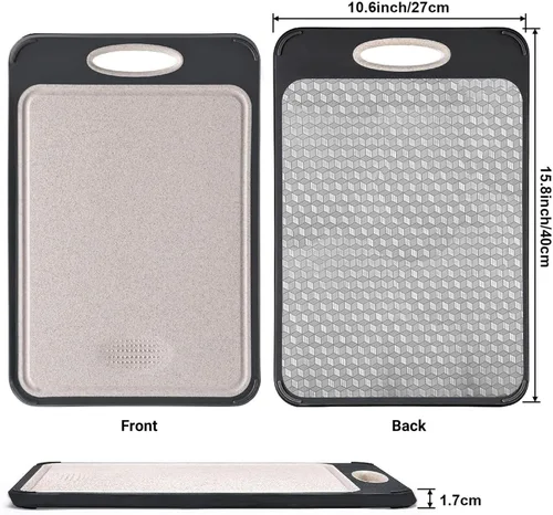 Vista 7 de APSARAS USA Tabla de cortar 3D de doble cara, tablas de cortar de acero inoxidable para cocina, tabla de cortar de acero inoxidable de grado