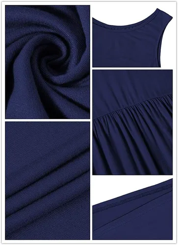 Vista 5 de Longyuan - Vestido de verano para mujer, casual, sin mangas, elástico, con bolsillos
