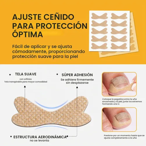 Vista 5 de BEZOX 60 parches correctores de uñas encarnadas transpirables y 50 calcomanías para uñas encarnadas – Cinta de uñas encarnadas