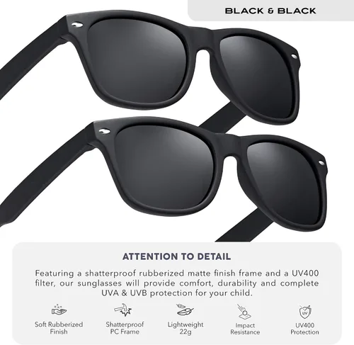 Vista 3 de LEICO FASHION Gafas de sol polarizadas retro para niños y niñas de 3 a 12 años inastillables con protección UV para niños pequeños